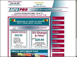 Web site www.autoprorepair.com, Issaquah Tire Svc