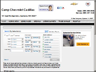 Web site www.campchevrolet.com, Camp Chevrolet