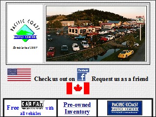 Web site www.pacificcoastauto.com, Pacific Coast Auto Center